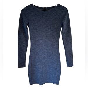 Superdry Paris Augusta Bodycon Ribbed Heather Navy Blue Knit Dress Sz XS